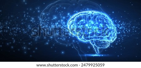 Digital brain. Artificial intelligence, Brain science, Nervous system, Human mind, Neurology network, Modern education, Medicine technology, AI system concept. 3d vector illustration