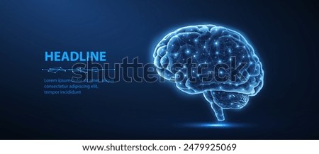 Brain. Artificial intelligence, Brain science, Nervous system, Human mind, Neurology network, Modern education, Medicine technology, AI system concept. 3d vector illustration