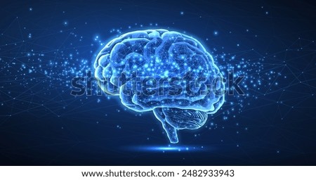 Digital brain. Artificial intelligence, Brain science, Nervous system, Human mind, Neurology network, Modern education, Medicine technology, AI system concept. 3d vector illustration