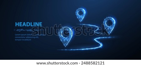 Abstract vector three pins isolated. Marker locate pin, tourist joutney, transportation delivery, map location, transport logistic, tourism navigate concept. Gps point navigation, geo pinpoint symbol