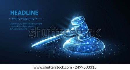 Gavel hammer. Law judge, digital justice, legal concept, justice system, cyber intelligence, court judgement, digital court, digital legislation