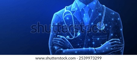 Digital online AI doctor. Healthcare system, hospital medicine tech, virtual doctor, medical assistant, innovation medicine, artificial intelligence, healthcare concept.