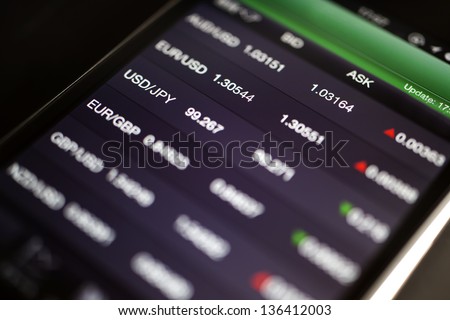 Foreign exchange market chart at smart phone