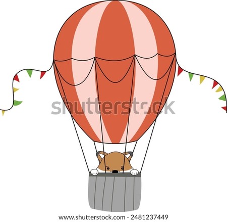 Hot air balloon illustration with cute animals