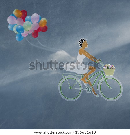 girl on a bicycle with a basket of flowers, summer fantasy,  travel