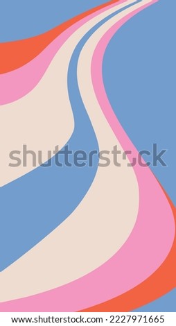 Retro Groovy Vertical Background sith abstract fire shape. 70 s Vibes Distorted Design. Trendy Geometric Y2K Backdrop. Funky Retro Colorful Wallpaper. Vector illustration.