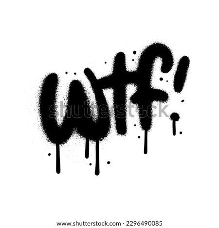 90s urban graffiti WTF chat abbreviation in black over white. Wall art textured lettering in 90s typography design style perfect for poster, t-shirt, banner, sticker, web. Vector illustration.