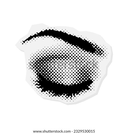 Closed female Eye with halftone effect. Realistic dotted vector illustration.