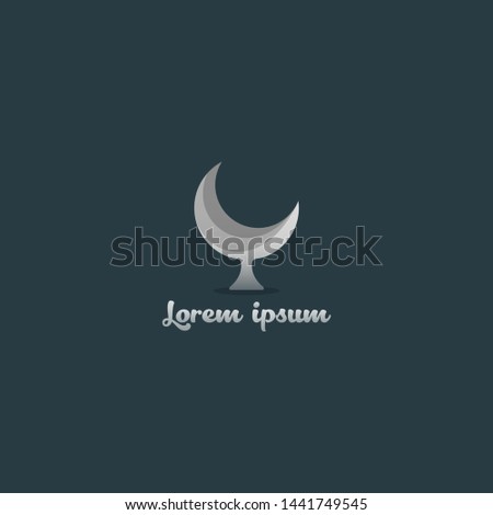 moon glass design logo template - vector image