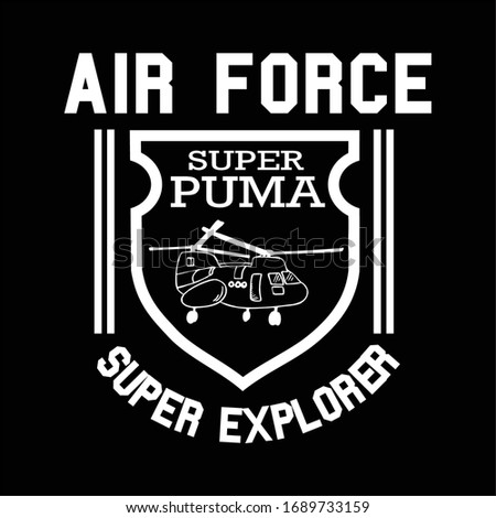 air force super explorer typography, vector illustration