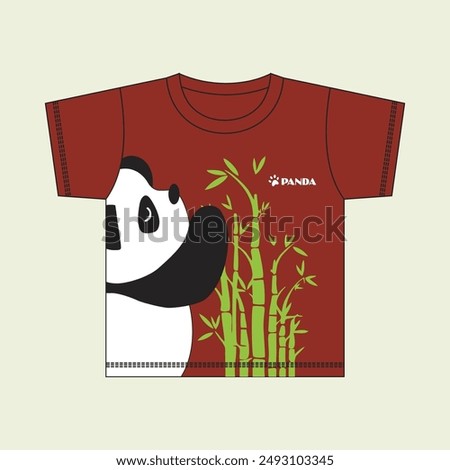 big panda is eating a bamboo tree design cartoon vector illustration