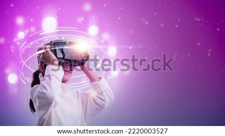 Similar – Image, Stock Photo Boy exploring cyberspace in VR glasses