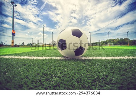 Soccer blue sky/ Football in the blue sky vintage color