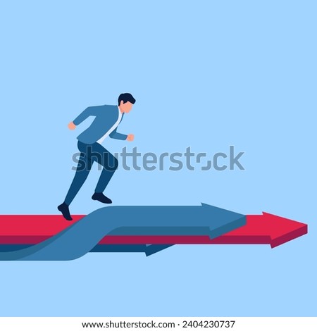 people running on arrows stacked together, a metaphor for business collaboration. Simple flat conceptual illustration. drain
