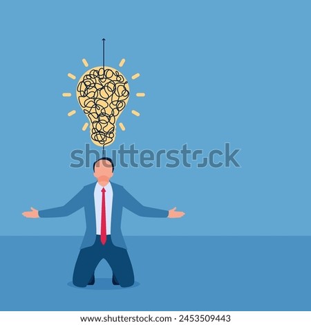 Man gets a lamp filled with abstract intricate lines, illustration for problem solving.