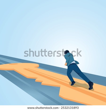 A man running on a bridge made of keys. Illustration for business keys, business systems and strategies, opportunities and motivation.