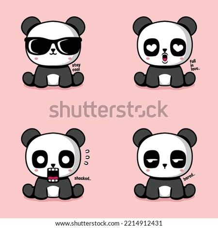 vector illustration of cute panda emoji
