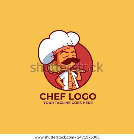 A Chef Logo Showing Off His Six-pack Abs And Carrying A Large Spoon