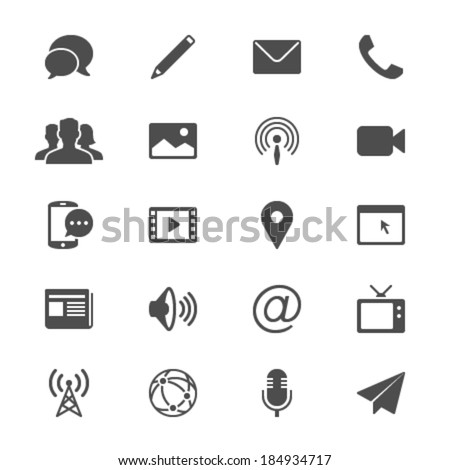 Media and communication flat icons