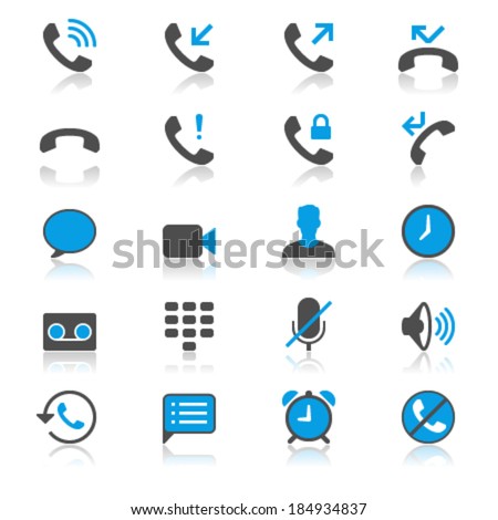 Telephone flat with reflection icons