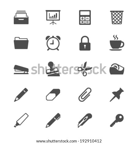 Office supplies flat icons