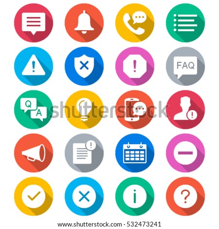 Information and notification flat color icons