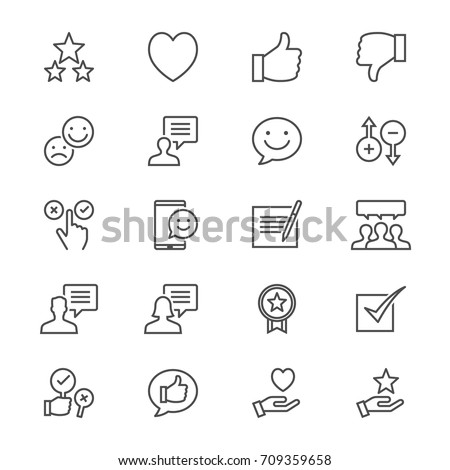 Feedback and review thin icons