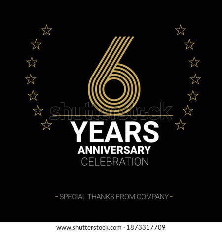 6 year anniversary vector icon, logo. Graphic design element with number and text composition for 6th anniversary.