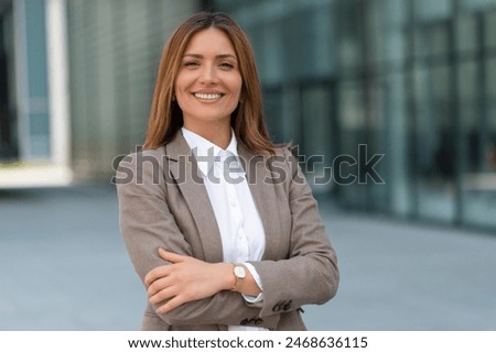 Similar – Image, Stock Photo Modern confident woman with smartphone