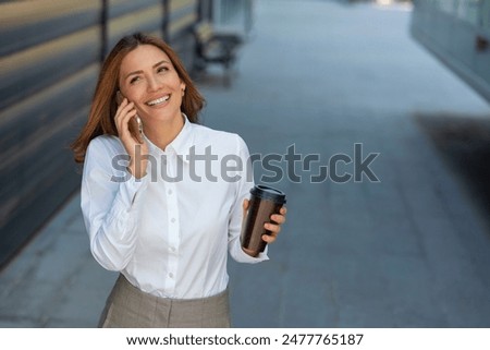 Similar – Image, Stock Photo Woman talking by phone on bed in morning.