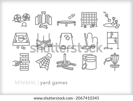 Set of outdoor yard games icons for a backyard party or football tailgate ストックフォト © 