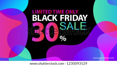 Neon lights blue, lilac, ultraviolet, pink gradients sale sticker. Minimalistic abstract liquid fluid form design. Black friday sale business offer template, social media, ads, promo posters. Vector