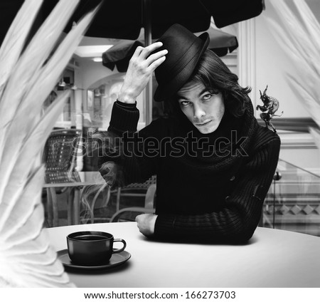 devil drinking coffee with angel