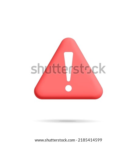 3d vector red danger warning triangle icon design. Attention or red emergency notification alert symbol. Important security urgency idea.