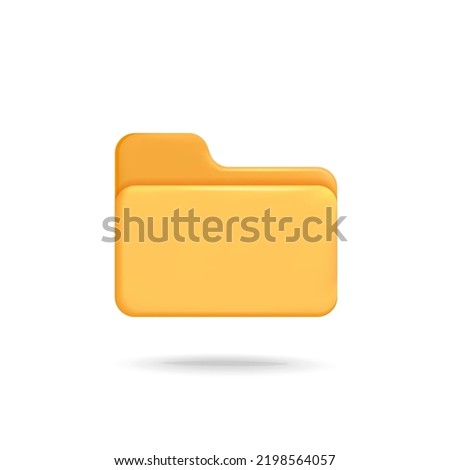 Empty computer yellow file folder 3d vector icon. Digital file computer organization and store idea.