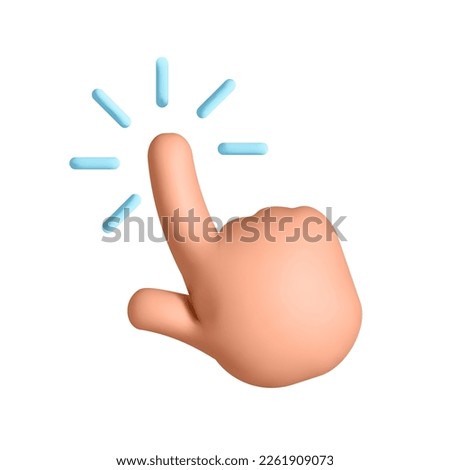 3d vector touch screen, hand pointing gesture, click symbol design isolated on white background.