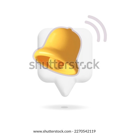 3d vector web mockup element yellow bell symbol new reminder notification window badge design. Webpage development, online advertising, calendar, event, email concept.