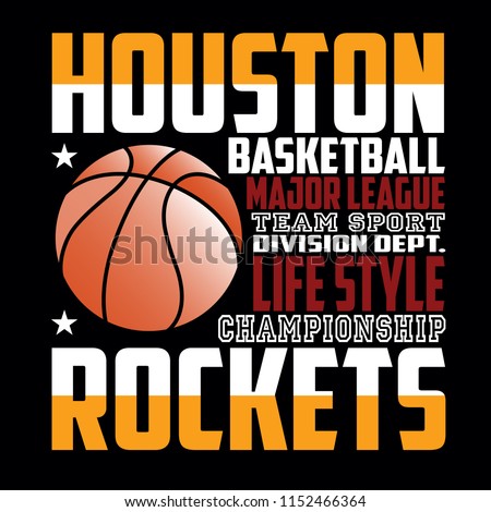 Houston rockets bassketball design images vector illustration for t shirt