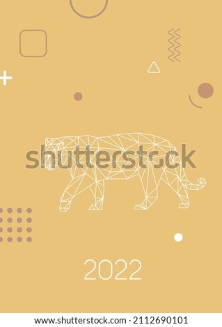 Geometric tiger in low polygonal style. Abstract modern design consisting of triangles. Symbol of the year 2022 on the Eastern calendar. For postcards, calendars, covers. Stock vector illustration.