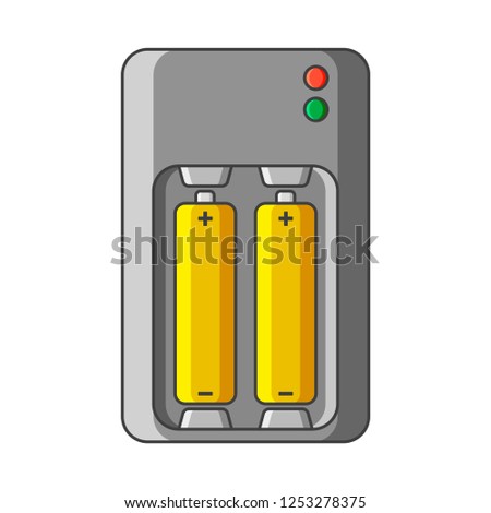 Charger icon for AA and AAA type batteries. Vector illustration on white background. Isolated drawing