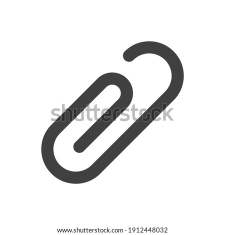 Paper clip icon. A simple image of a curved metal paper clip for connecting multiple sheets of paper. Isolated vector on white background.