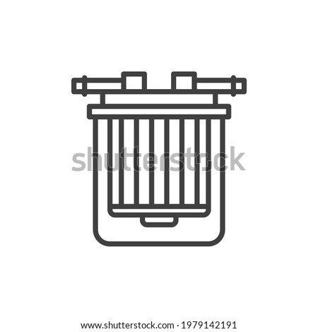 Gasoline filter icon. A simple linear image of a fuel filter. Isolated vector on pure white background.