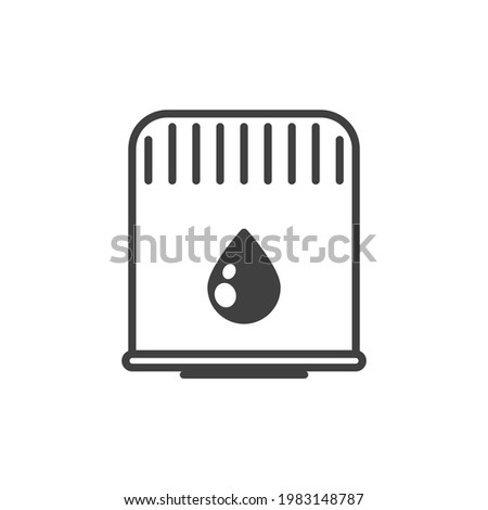 Turnkey notched oil filter icon. A simple line drawing of an oil purification filter. Isolated vector white background.