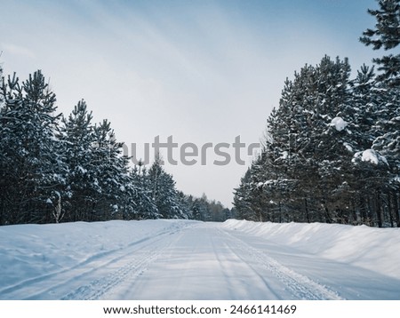 Similar – Image, Stock Photo Snow on the road under a bridge