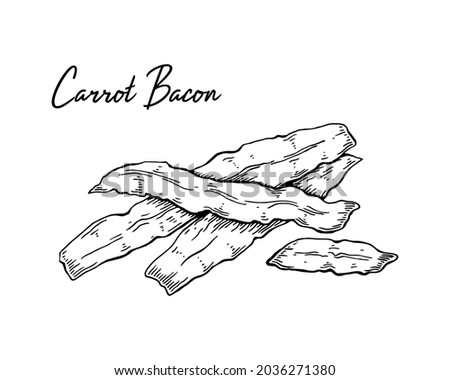 Hand drawn carrot bacon. Vector illustration in sketch style