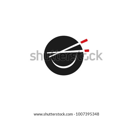 Chinese plate with chopsticks logo template. Asian style plate vector design. Chinese cuisine illustration