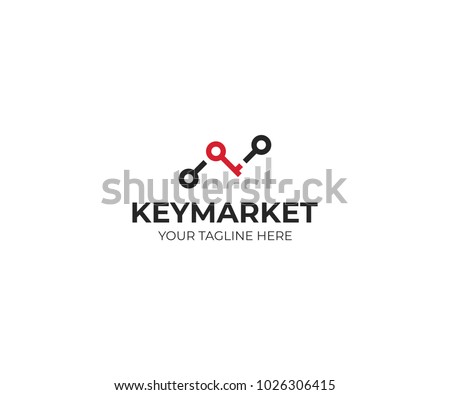 Chart stats and key logo template. Market success vector design. Growth graph illustration