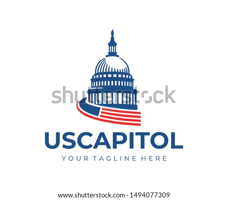 United States Capitol Building logo design. Capitol Hill Washington DC vector design. United States of America Architecture logotype