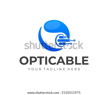 Optical fiber cable logo design. Internet connection vector design. Telecommunication and networking logotype