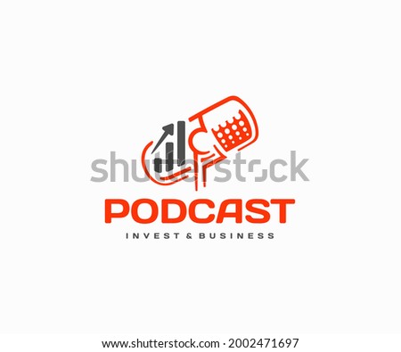 Finance podcast logo design. Financial talk show and money radio vector design. Finance, economics, and investment discussion logotype